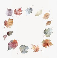 Autumn leaves border watercolor plant leaf tree.