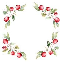 Cherry pattern frame plant food white background.