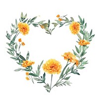 Marigold border watercolor pattern flower wreath.