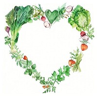 Salad border watercolor vegetable plant heart.