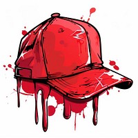 Graffiti hat paint red splattered.
