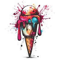 Graffiti icecream cone dessert food art.