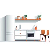Kitchen flat vector illustration furniture appliance microwave.