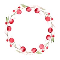 Cherry circle border watercolor wreath plant lingonberry.