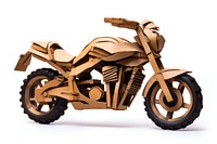 Motorcycle ripped paper craft vehicle white background transportation.