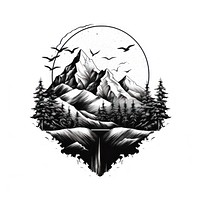 Mountain drawing sketch logo.