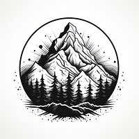 Mountain logo drawing sketch.