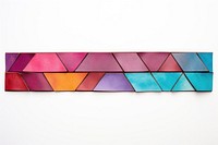 Colorful geometric pattern adhesive strip wall art white background.