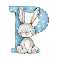 Bunny alphabet P mammal easter rabbit.