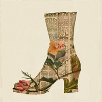 Ephemera minimal flower boot art footwear paper.