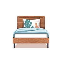 Single bed flat vector illustration furniture cushion bedroom.