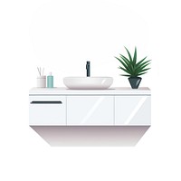 Sink flat vector illustration furniture white background countertop.