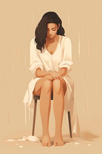 Woman depressed sitting portrait fashion.