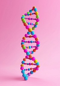 3D illustration of colorful DNA strand necklace jewelry bead.