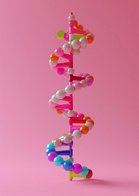 3D illustration of colorful DNA strand celebration anniversary decoration.