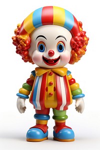 Cute clown doll toy white background.