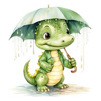 Alligator hugging umbrella cartoon animal cute.