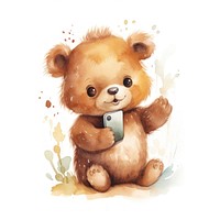 Bear hugging phone cartoon cute toy.