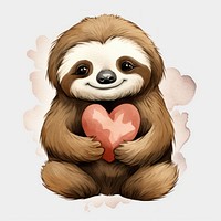 Sloth hugging big broken heart animal cartoon mammal.