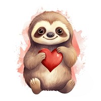 Sloth hugging big heart animal cartoon mammal.