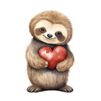 Sloth hugging big heart animal cartoon mammal.