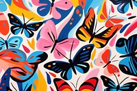 Memphis butterflies abstract shape backgrounds pattern art.