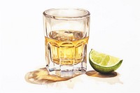 Glass of tequila glass painting whisky.
