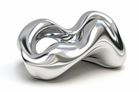 Abstract fluid shape chrome silver white background.