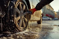 Washing car wheel vehicle tire transportation.