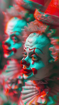 Anaglyph kids in halloween photography red representation.