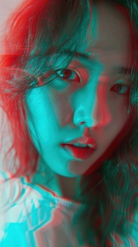 Anaglyph american asian woman photography portrait adult.