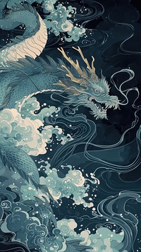 Dragon floating art graphics pattern.