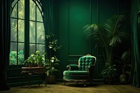 Emerald green classic room furniture chair plant.