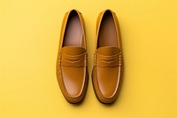 Brown leather loafer shoes yellow accessories accessory.