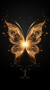 Abstract smoke of butterfly pattern gold illuminated.