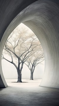Cool wallpaper concrete arch architecture tree illustrated.