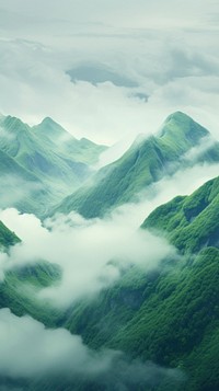 Cool wallpaper green hills mountain fog landscape.