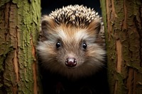Hedgehog looking up at camera animal porcupine mammal.