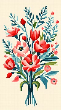 Cross stitch flower bouquet embroidery graphics pattern.