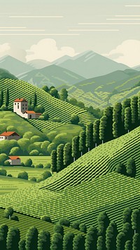 Cross stitch italy landscape nature agriculture.