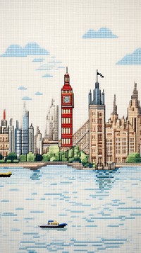 Cross stitch london architecture embroidery building.