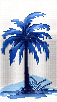 Cross stitch palm tree embroidery nature plant.
