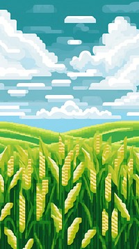 Cross stitch corn field landscape nature agriculture.