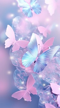 Holographic butterflies outdoors graphics pattern.