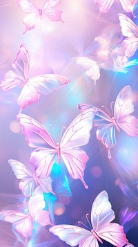 Holographic butterflies backgrounds graphics pattern.