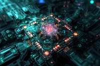 Quantum computer chip architecture backgrounds futuristic.
