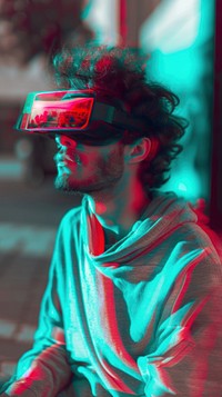 Anaglyph man play game photography portrait glasses.