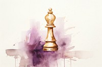 Chess piece watercolor minimal background chess painting purple.