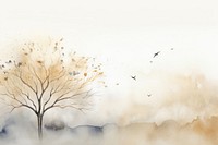 Bare tree watercolor minimal background outdoors painting nature.