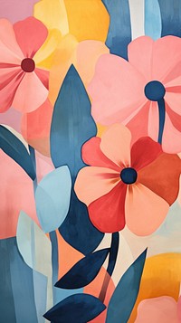 Tropical flowers abstract painting plant.